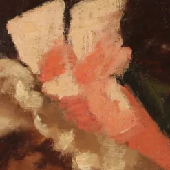 Peinture ancienne, portrait féminin, huile sur toile, Italie, 1892