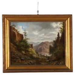 Peinture ancienne signée Ernst Gustav Doerell, paysage, XIXe siècle
