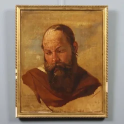 Peinture ancienne signée Filippo Marsigli, huile sur papier, 1840 ca.