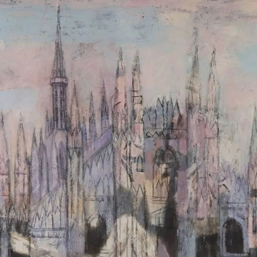 Peinture contemporaine signée Attilio Rossi, huile sur toile, années 1980