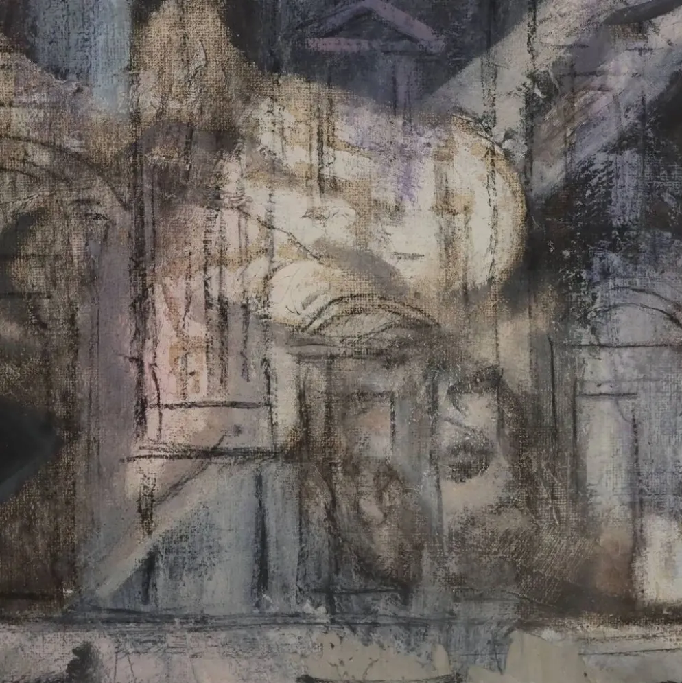 Peinture contemporaine signée Attilio Rossi, huile sur toile, années 1980