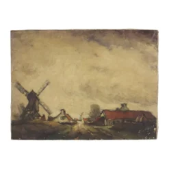 Peinture de paysage de ferme charmante, signée Wittouck, 60x80 cm