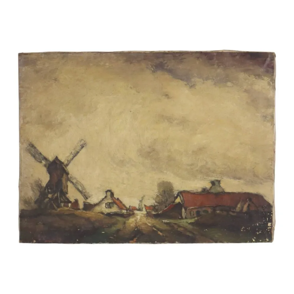 Peinture de paysage de ferme charmante, signée Wittouck, 60x80 cm