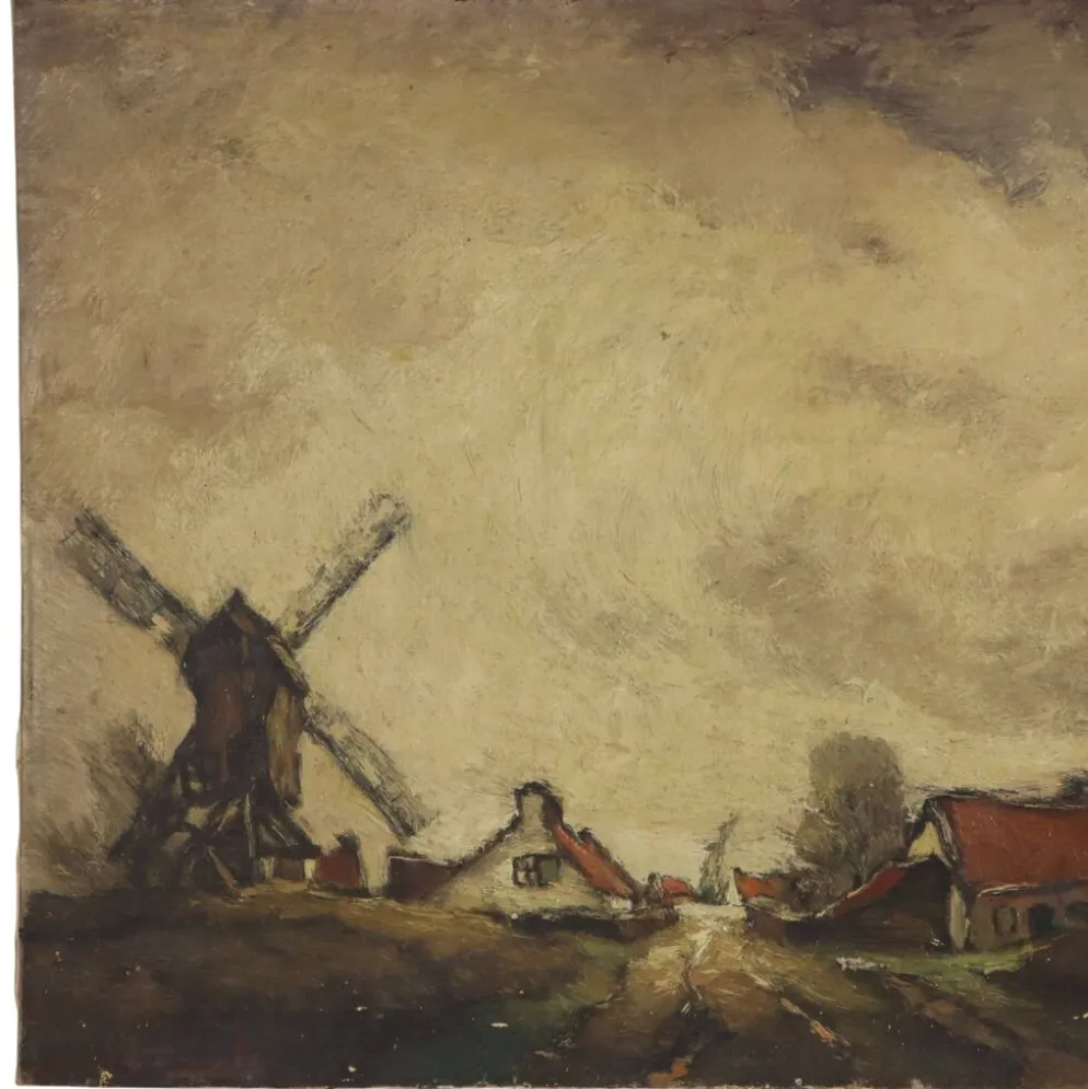 Peinture de paysage de ferme charmante, signée Wittouck, 60x80 cm