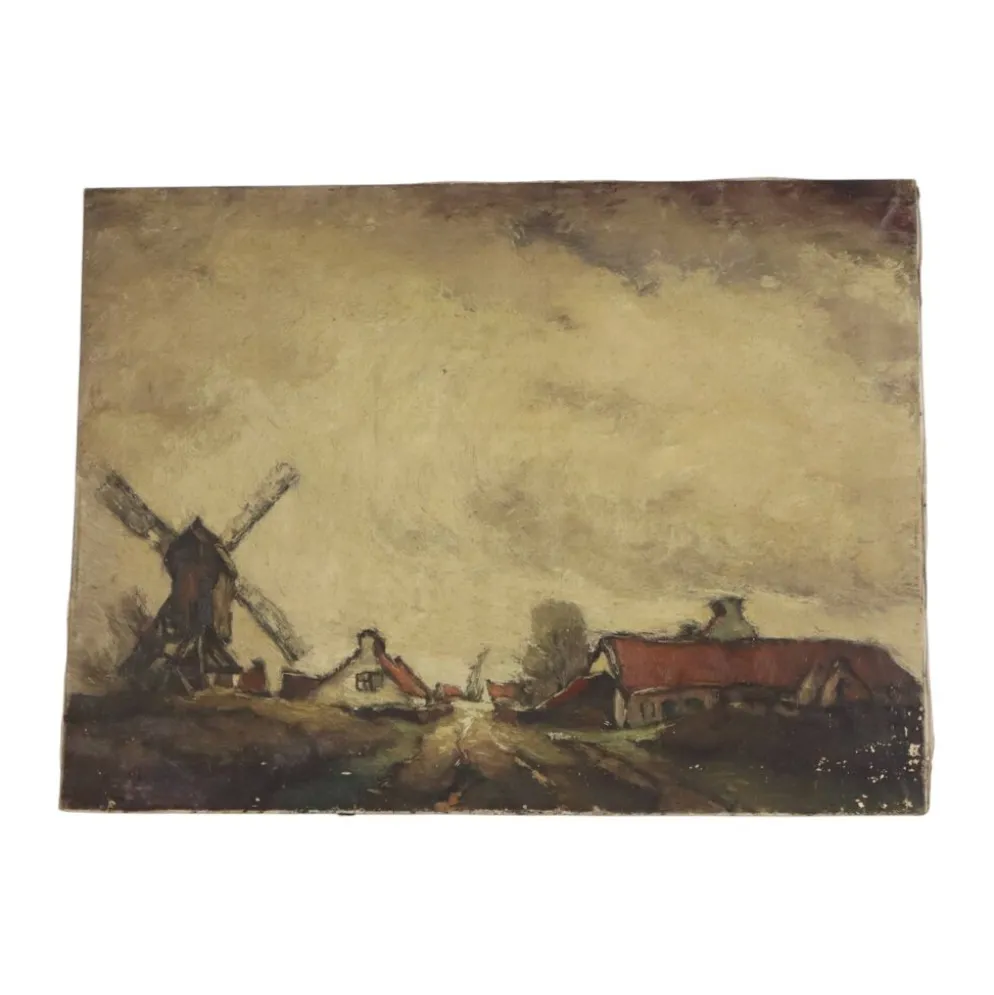 Peinture de paysage de ferme charmante, signée Wittouck, 60x80 cm