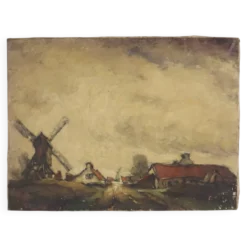 Peinture de paysage de ferme charmante, signée Wittouck, 60x80 cm
