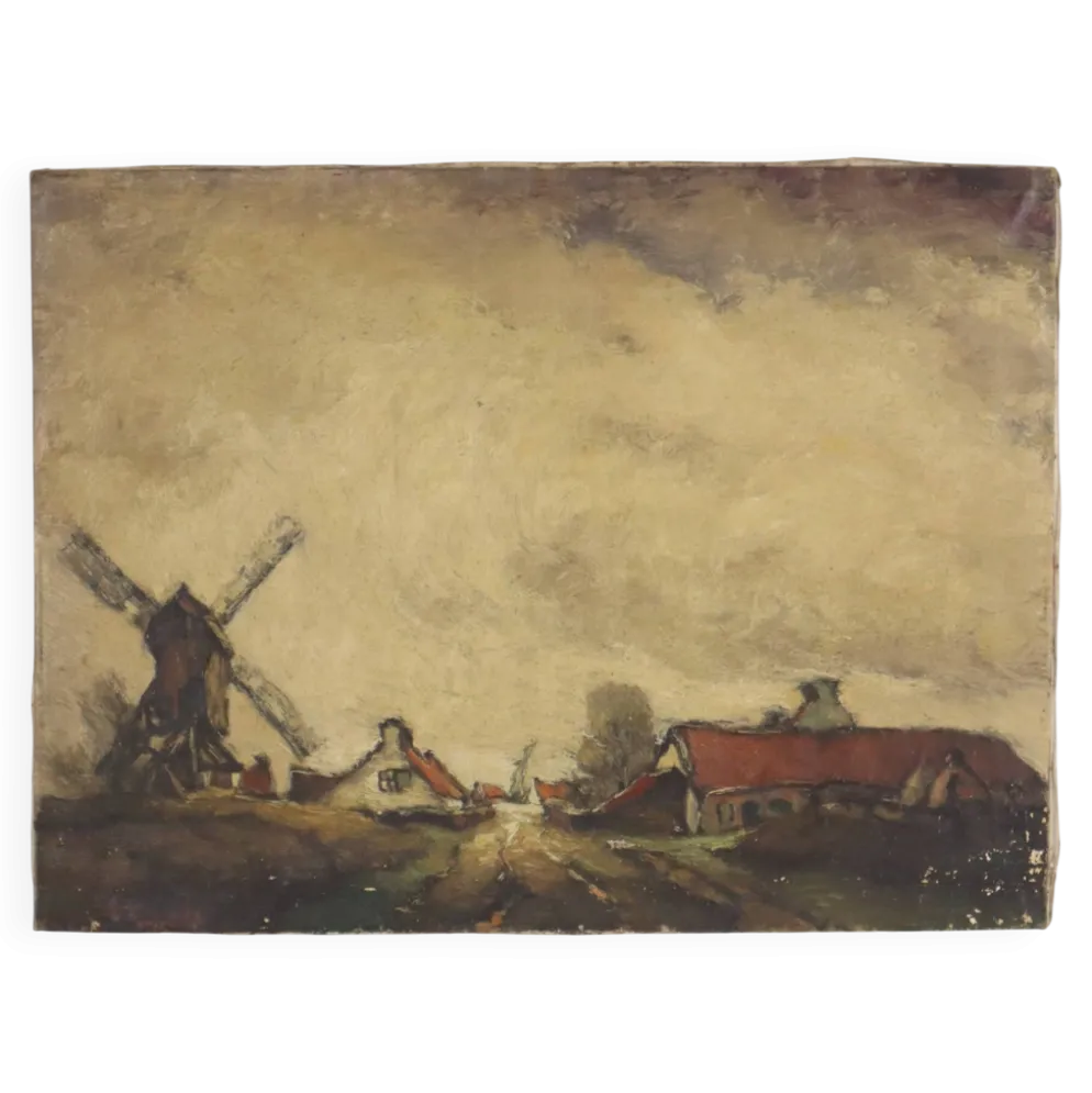 Peinture de paysage de ferme charmante, signée Wittouck, 60x80 cm