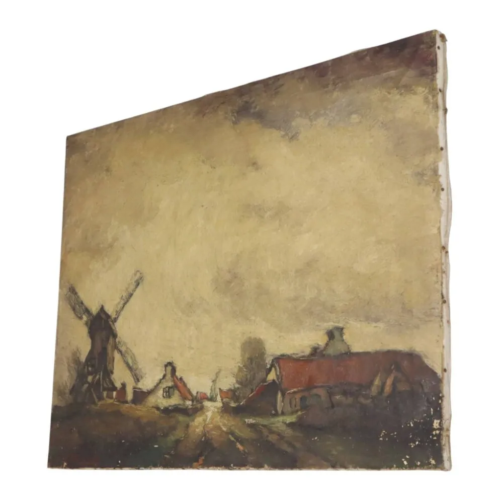 Peinture de paysage de ferme charmante, signée Wittouck, 60x80 cm