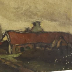 Peinture de paysage de ferme charmante, signée Wittouck, 60x80 cm