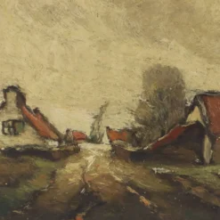 Peinture de paysage de ferme charmante, signée Wittouck, 60x80 cm