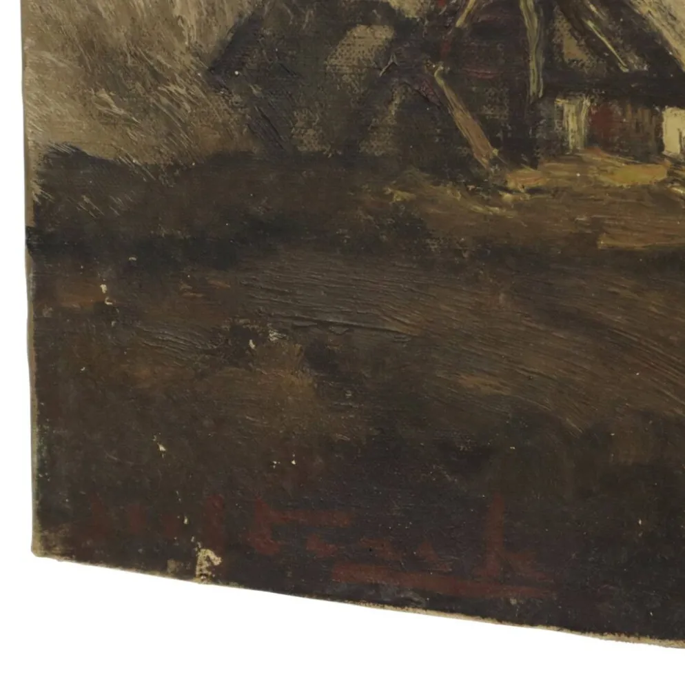 Peinture de paysage de ferme charmante, signée Wittouck, 60x80 cm