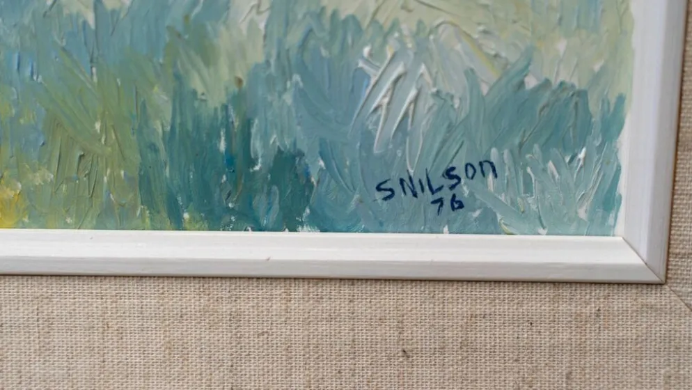 Peinture de paysage scandinave par S Nilson 1976