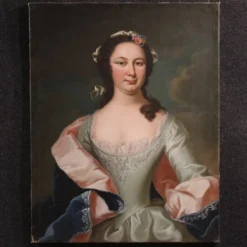 Peinture de portrait antique du 19ème siècle d'une noblewoman.