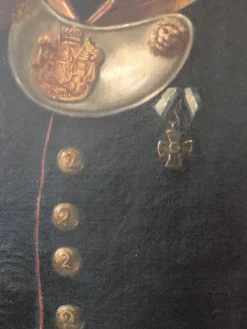 Peinture de portrait militaire antique de grand format d'un baron allemand, 1870