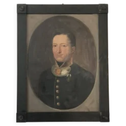 Peinture de portrait militaire antique de grand format d'un baron allemand, 1870