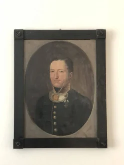 Peinture de portrait militaire antique de grand format d'un baron allemand, 1870