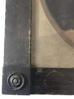 Peinture de portrait originale allemande antique vintage grande du 19ème siècle