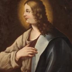 Peinture italienne antique d'un saint du XVIIIe siècle