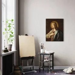 Peinture italienne antique d'un saint du XVIIIe siècle
