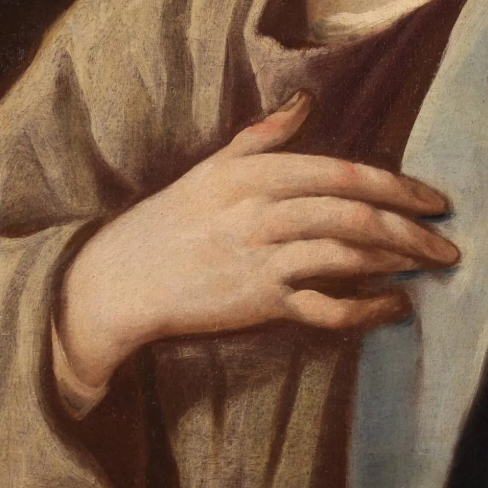 Peinture italienne antique d'un saint du XVIIIe siècle
