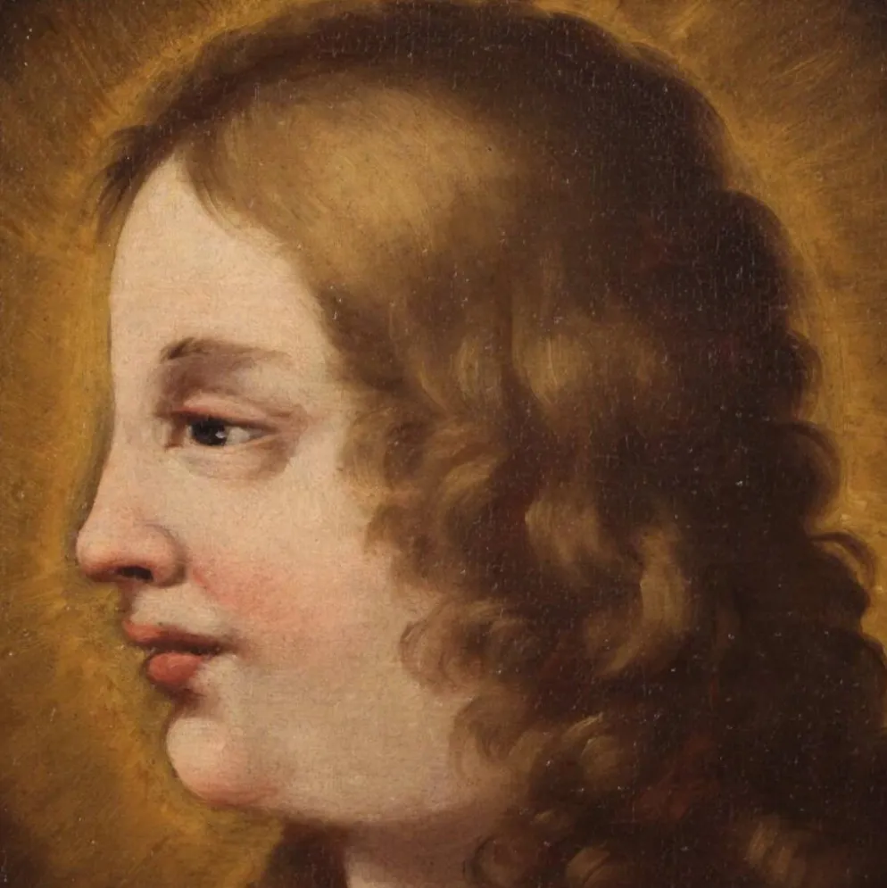 Peinture italienne antique d'un saint du XVIIIe siècle