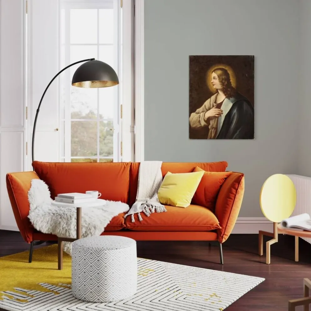 Peinture italienne antique d'un saint du XVIIIe siècle