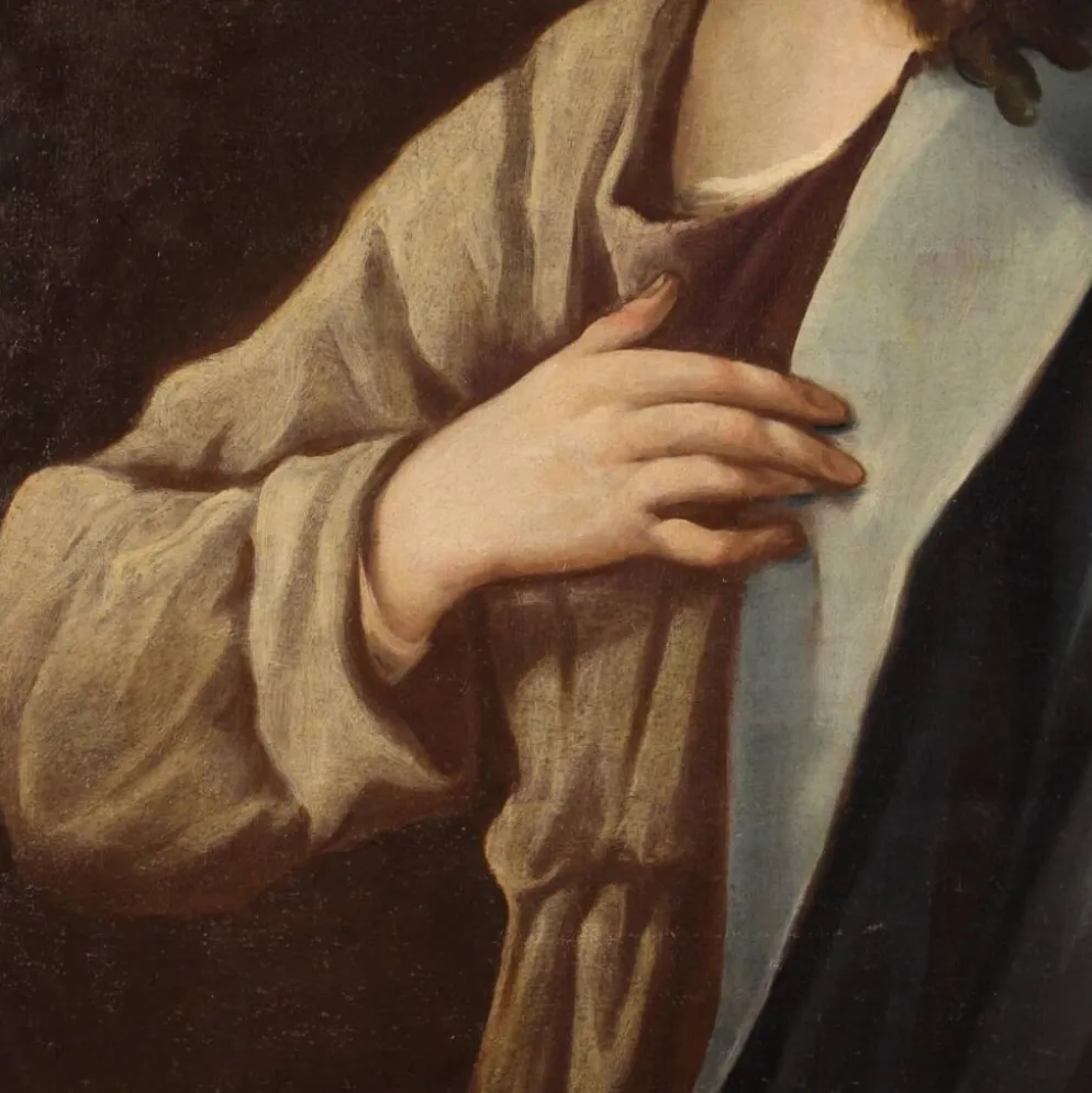 Peinture italienne antique d'un saint du XVIIIe siècle