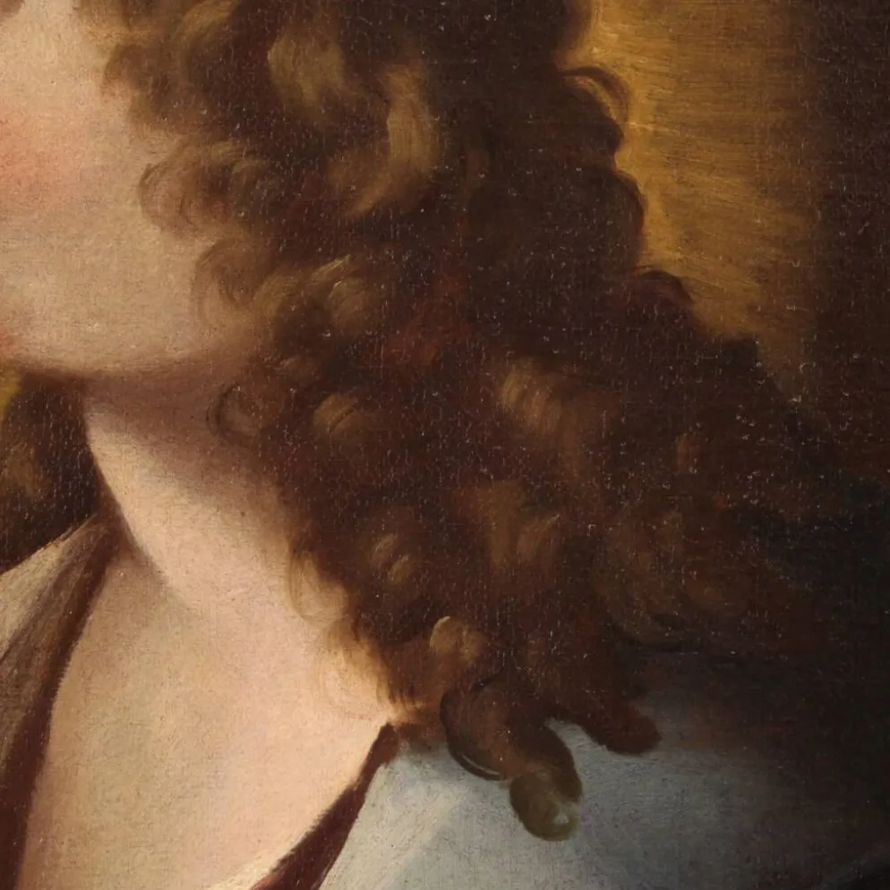 Peinture italienne antique d'un saint du XVIIIe siècle