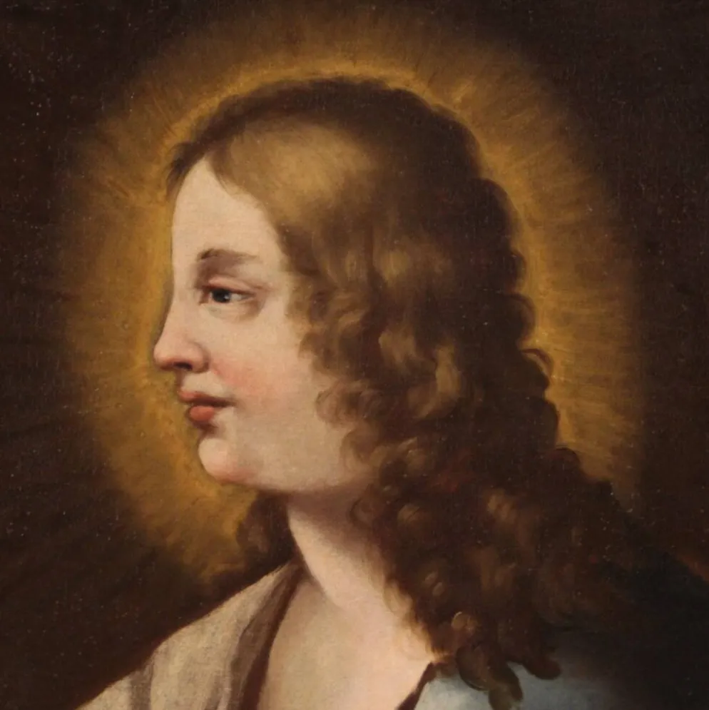 Peinture italienne antique d'un saint du XVIIIe siècle
