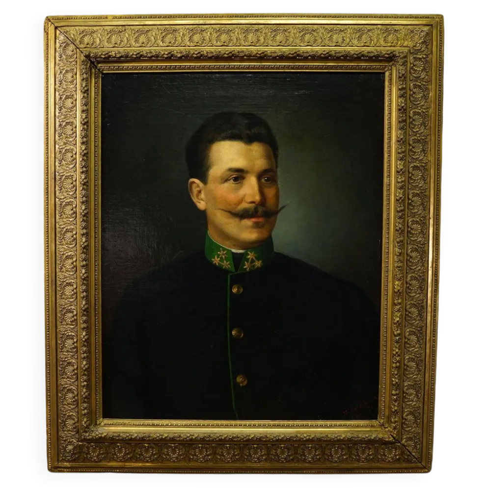 Peinture à l'huile ancienne, portrait d'un homme folklorique autrichien, Vienne 1892