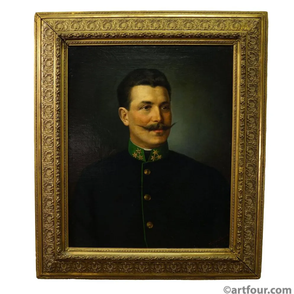 Peinture à l'huile ancienne, portrait d'un homme folklorique autrichien, Vienne 1892