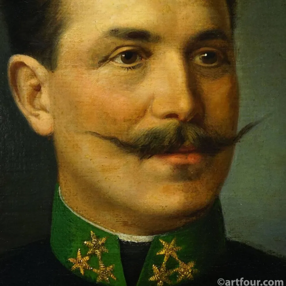 Peinture à l'huile ancienne, portrait d'un homme folklorique autrichien, Vienne 1892