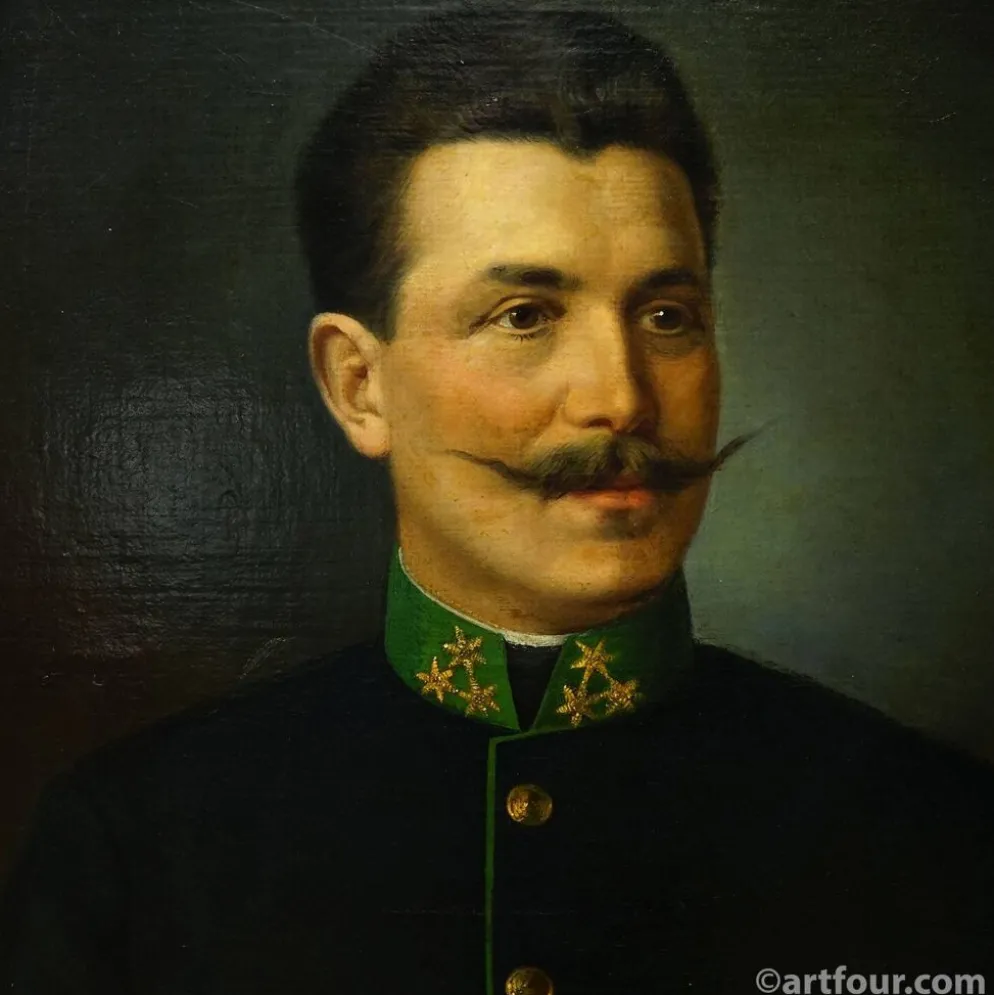 Peinture à l'huile ancienne, portrait d'un homme folklorique autrichien, Vienne 1892