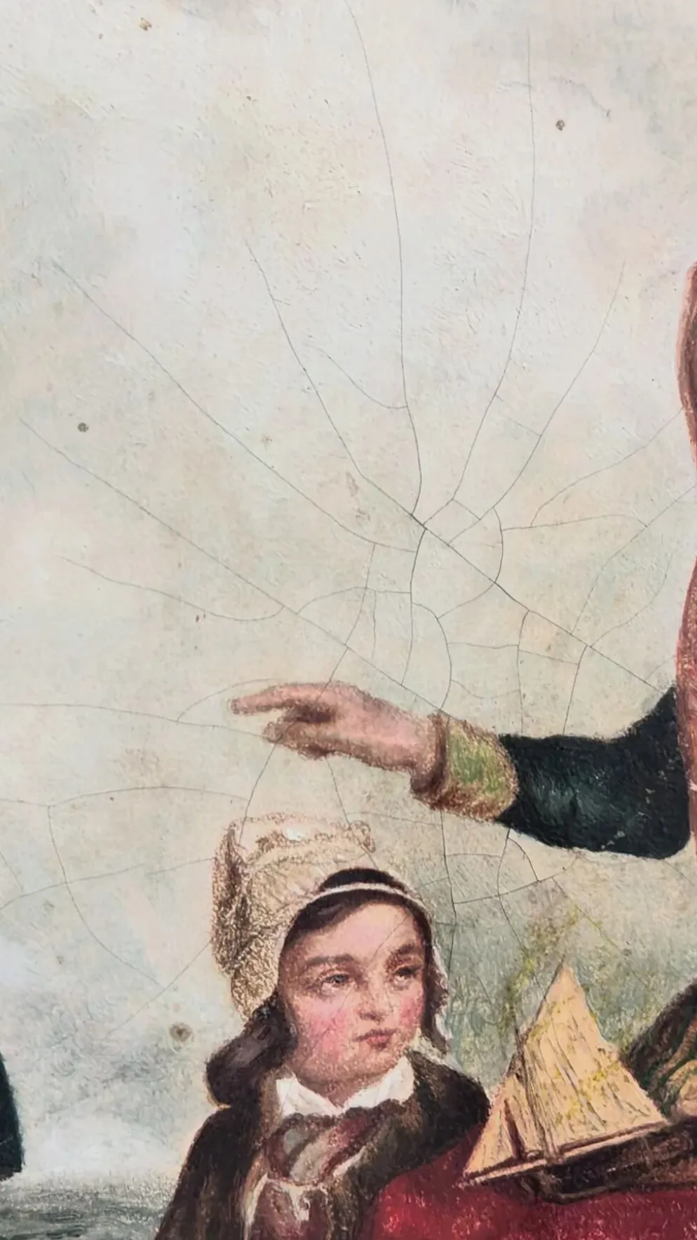 Peinture à l'huile antique de bord de mer, vers 1845