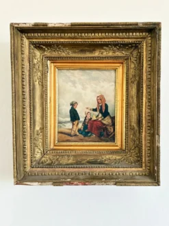 Peinture à l'huile antique de bord de mer, vers 1845