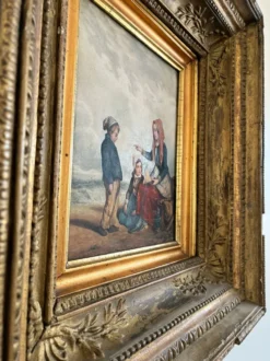 Peinture à l'huile antique de bord de mer, vers 1845