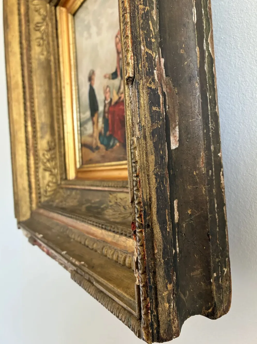 Peinture à l'huile antique de bord de mer, vers 1845