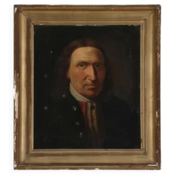 Peinture à l'huile antique vintage d'un gentleman danois, 19e siècle