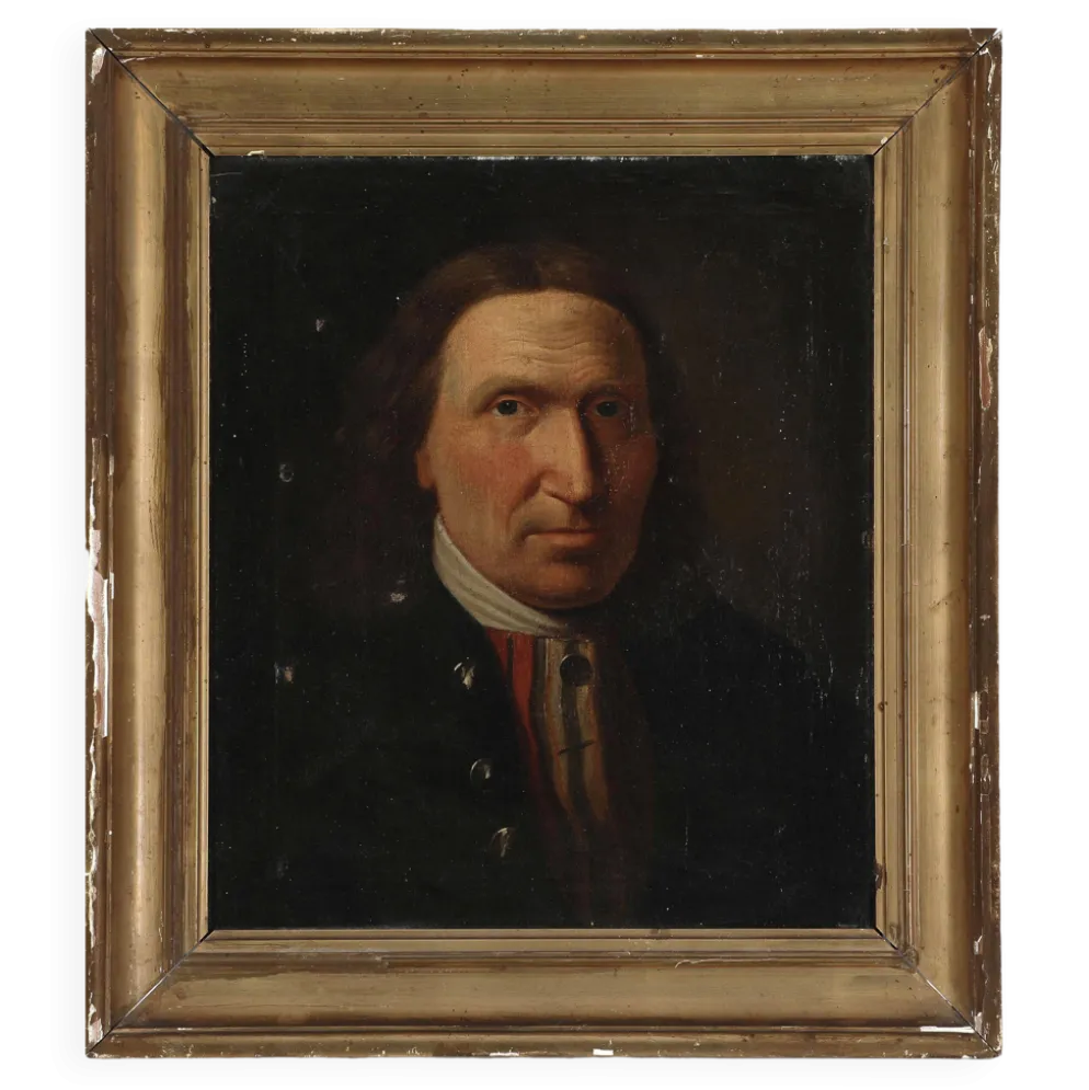 Peinture à l'huile antique vintage d'un gentleman danois, 19e siècle