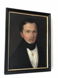 Peinture à l'huile antique vintage du 19ème siècle représentant un gentleman néerlandais.