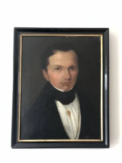 Peinture à l'huile antique vintage du 19ème siècle représentant un gentleman néerlandais.