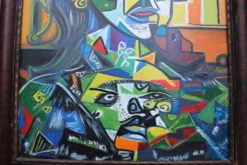 Peinture à l'huile cubiste des années 1970