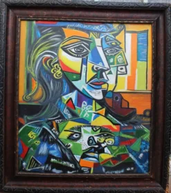 Peinture à l'huile cubiste des années 1970
