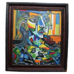 Peinture à l'huile cubiste des années 1970