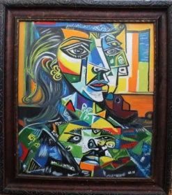 Peinture à l'huile cubiste des années 1970