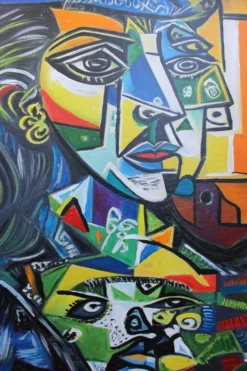 Peinture à l'huile cubiste des années 1970