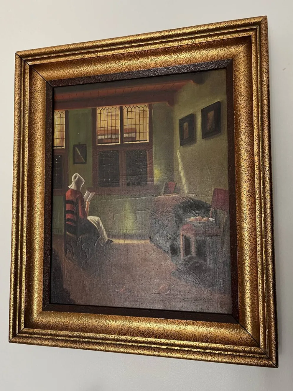 Peinture à l’huile ´femme qui lit’