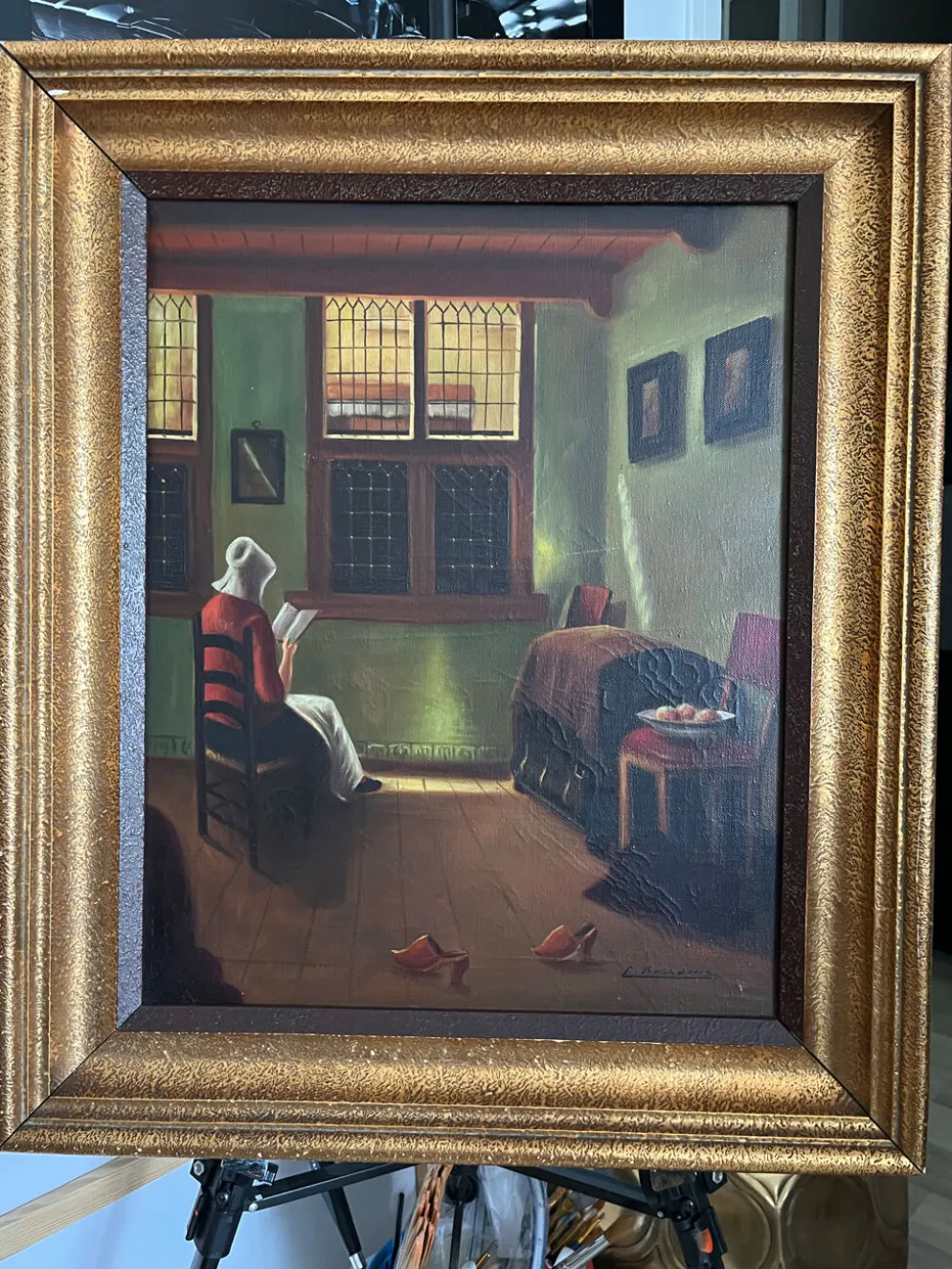 Peinture à l’huile ´femme qui lit’