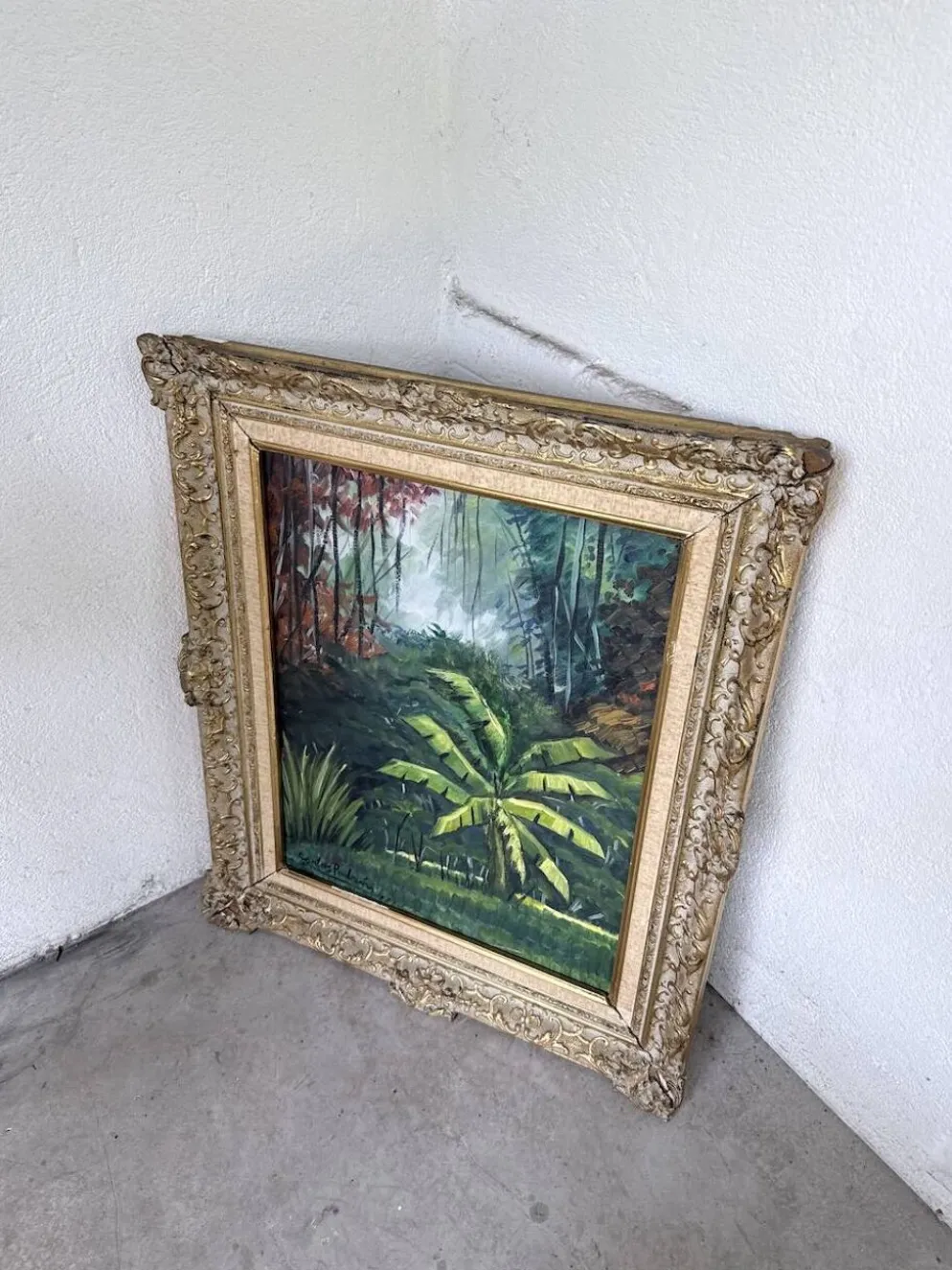 Peinture à l’huile « forêt» encadrée