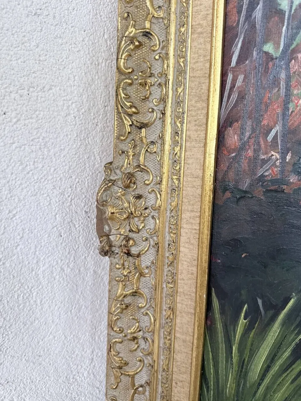 Peinture à l’huile « forêt» encadrée